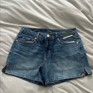 Mid Rise Blue Denim Shorts